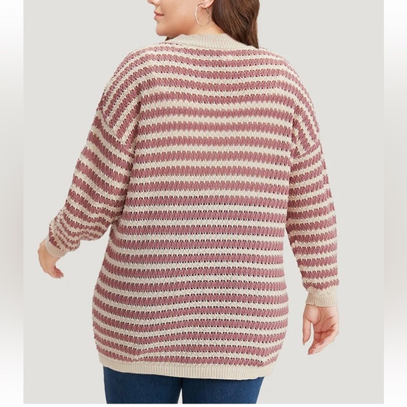 BloomChic Striped Button Through Cut Out Cardigan - Picture 2 of 9